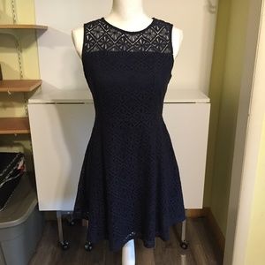 Navy Blue Size Med. Lace Dress Above Knee Cute!